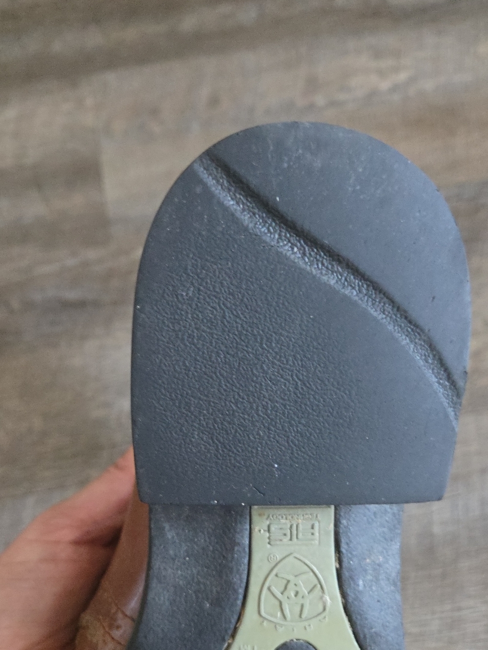 Ariat Tan and Light Blue Leather Western Boot Interior - Picture 12 of 13